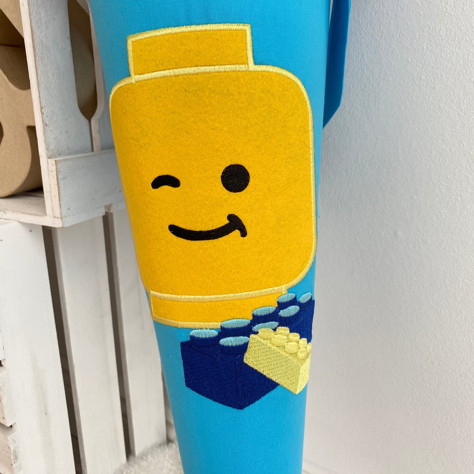 Schultute Lego Bausteine blau turkis