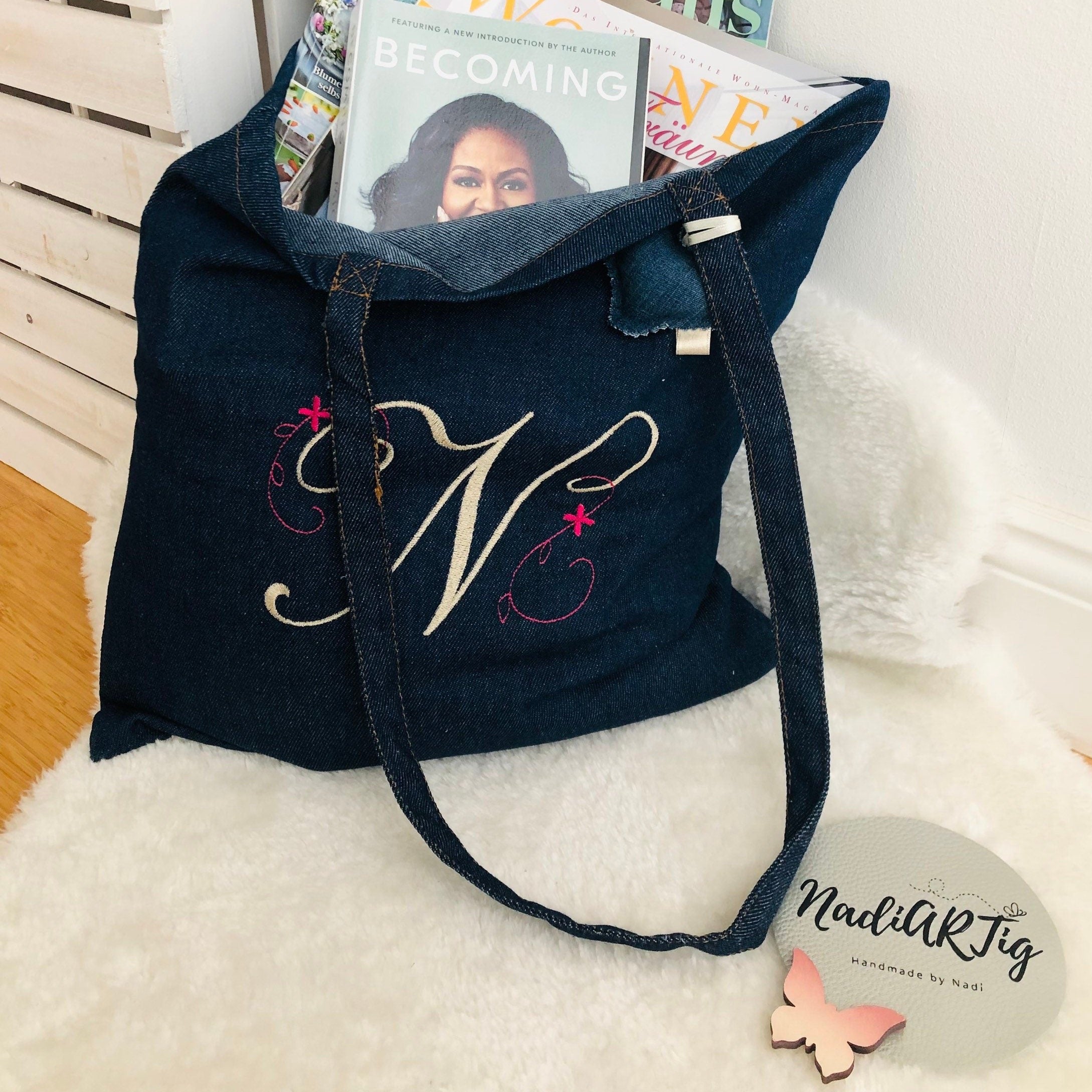 Jeans Tasche mit Monogramm