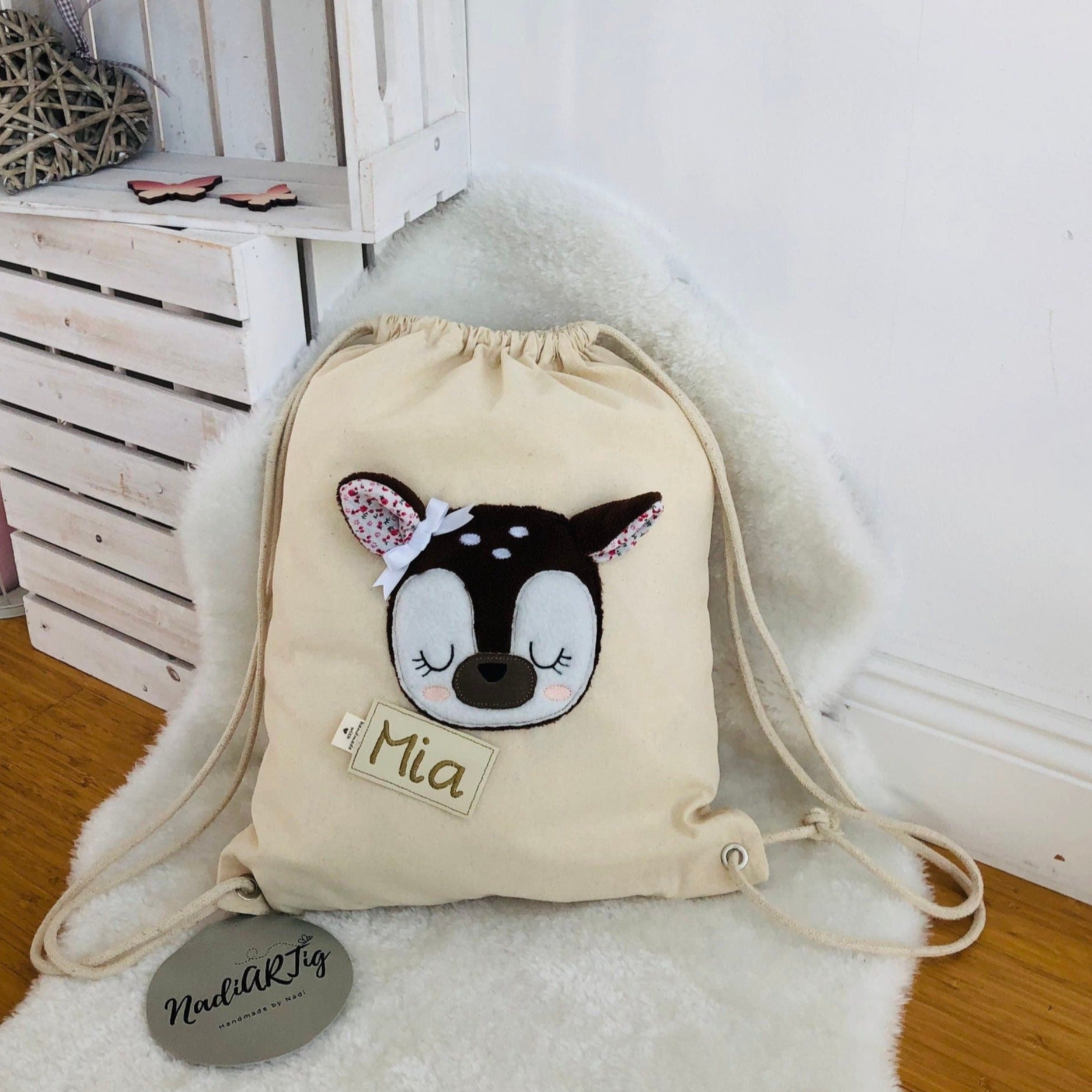 Kindergartenbeutel Reh Kopf