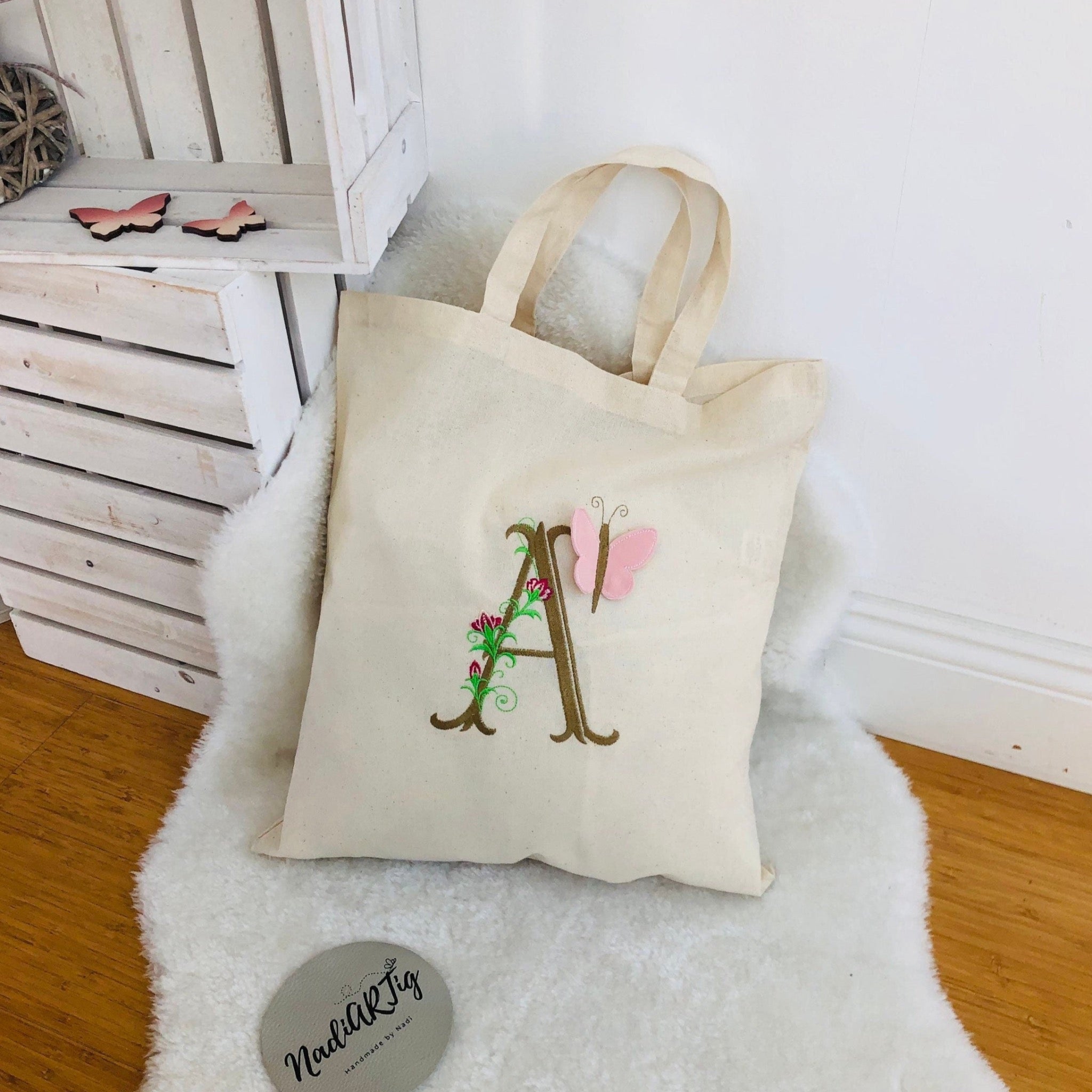 Baumwolle Tragetasche bestickt