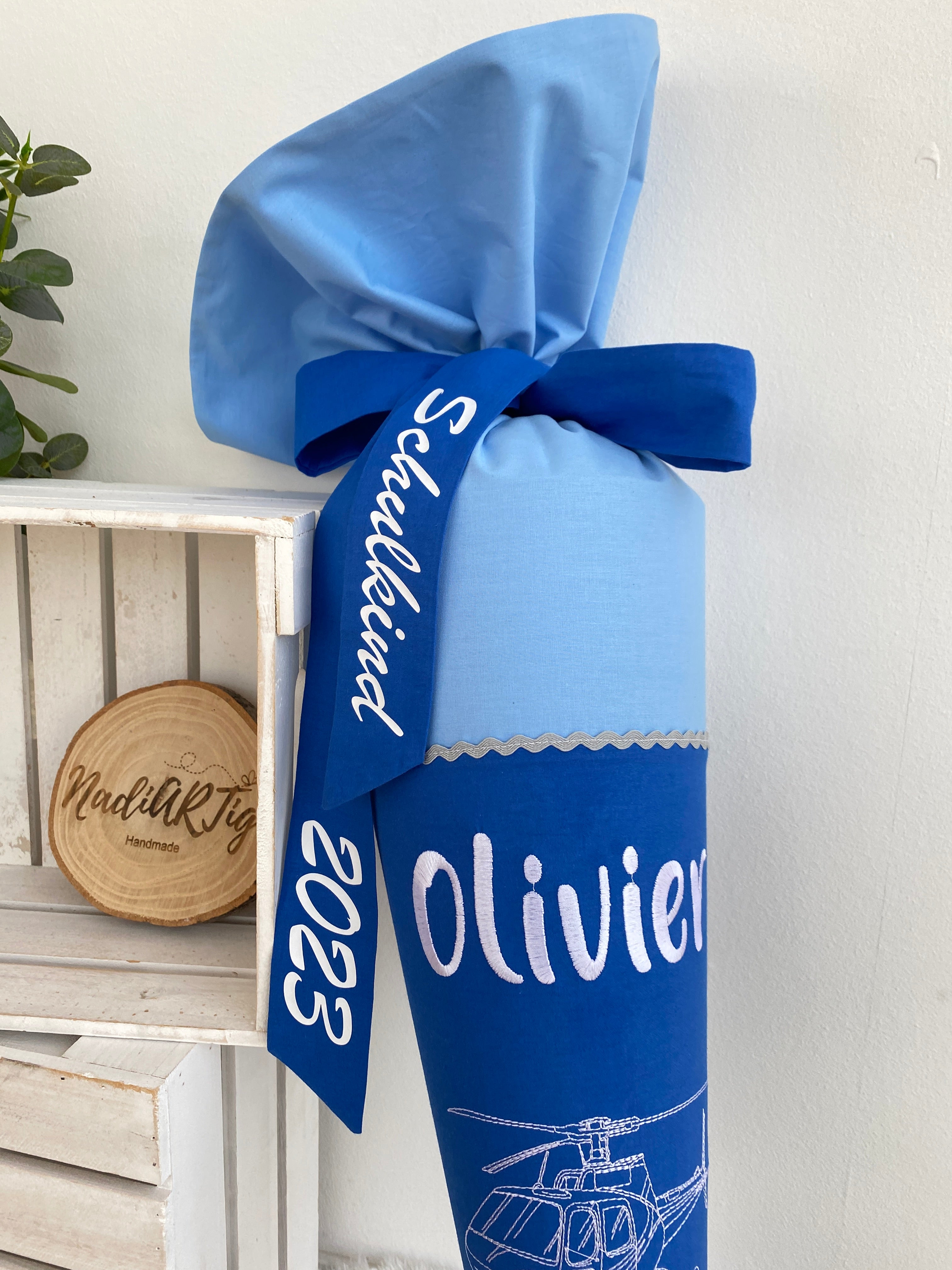 Schultüte Polizei Hubschrauber in royalblau