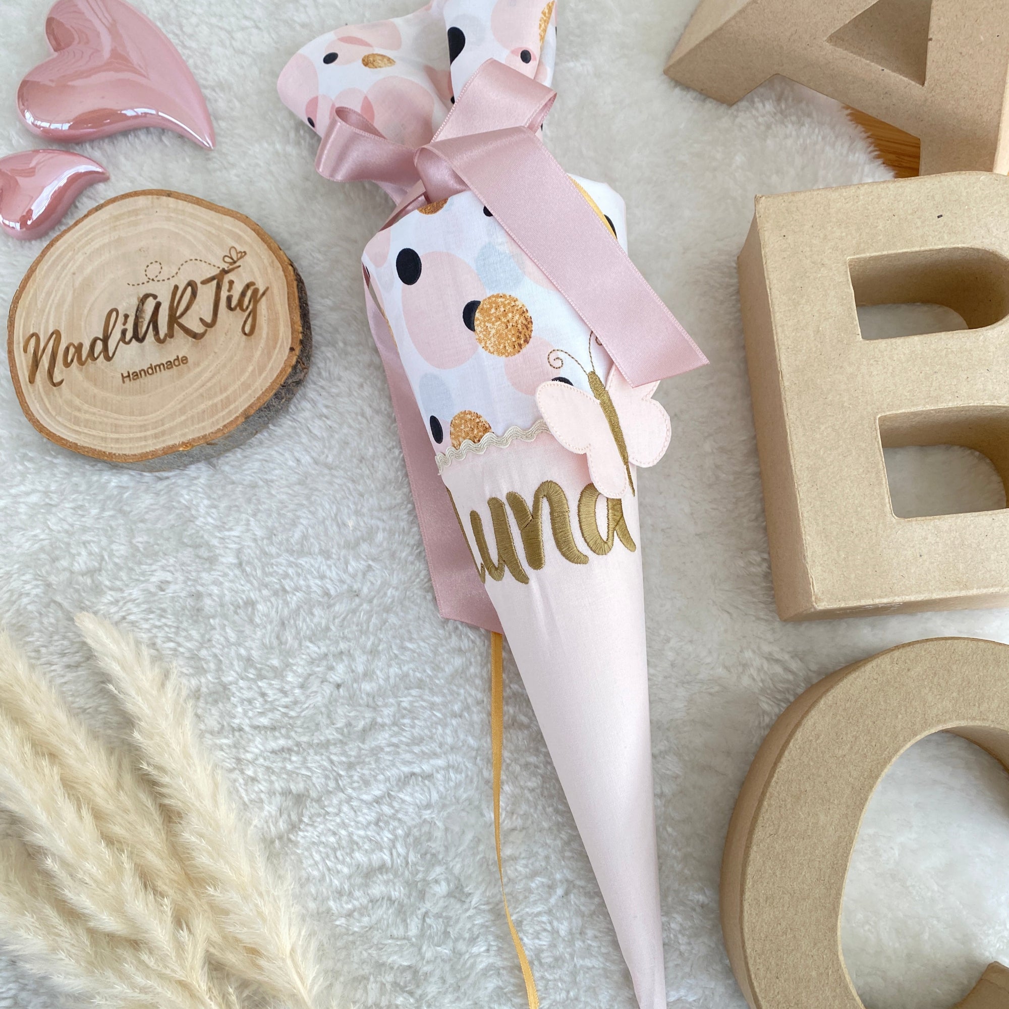 Schultüte kleine Fee in gold/puderrosé