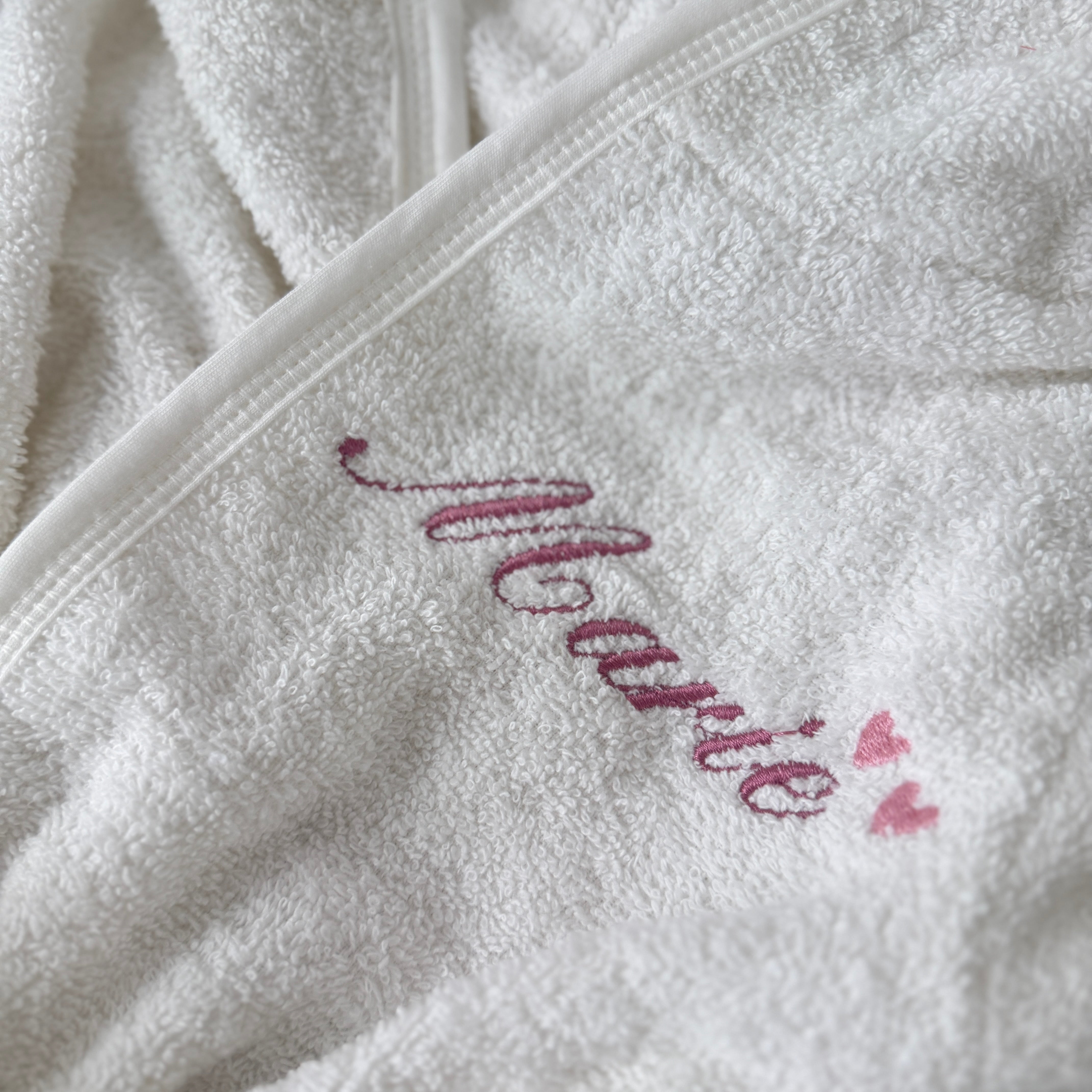 Kinderbademantel mit Namen & Initiale – Weiß (1–3 Jahre)