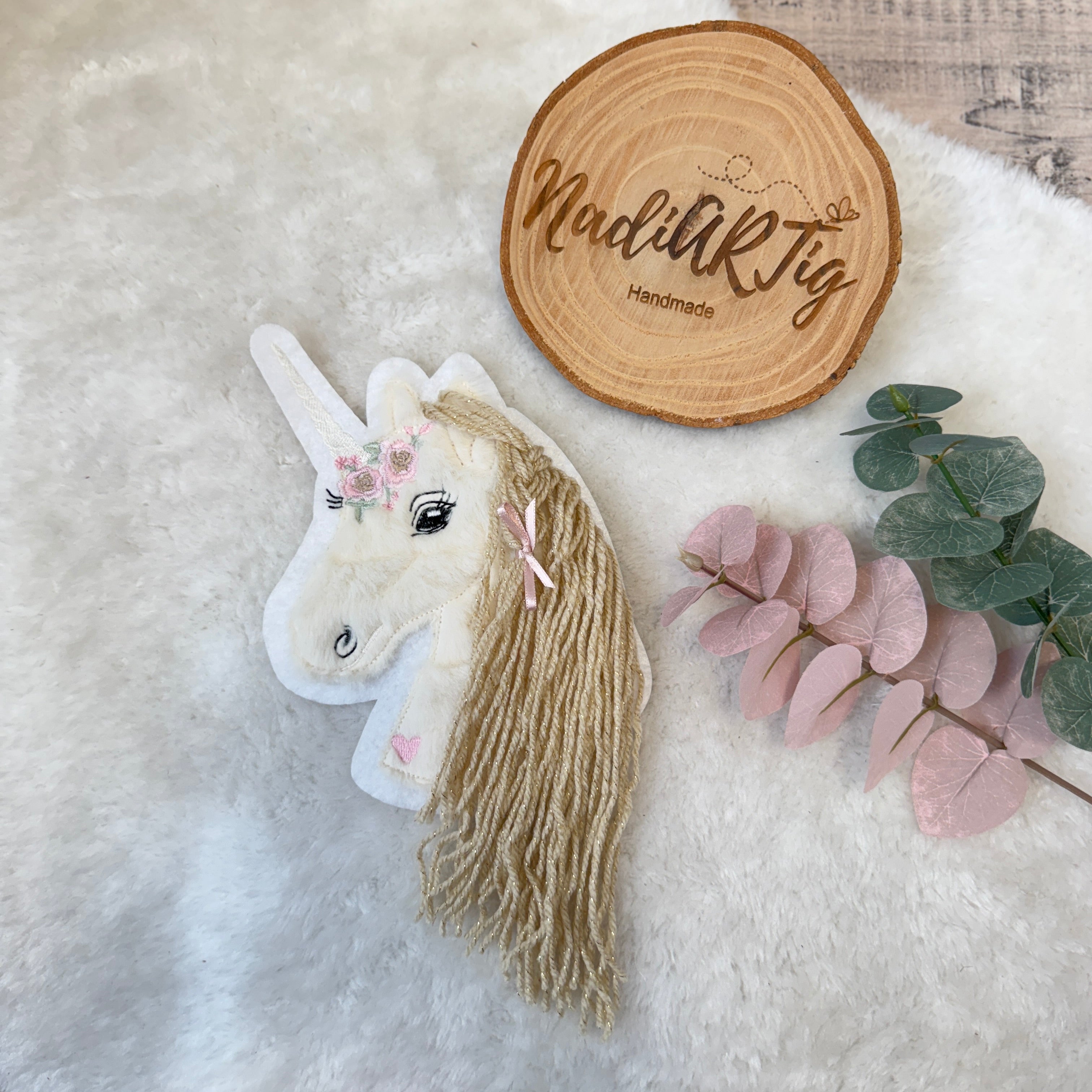 Einhorn Patch/Aufnäher - goldene Glitzer Mähne