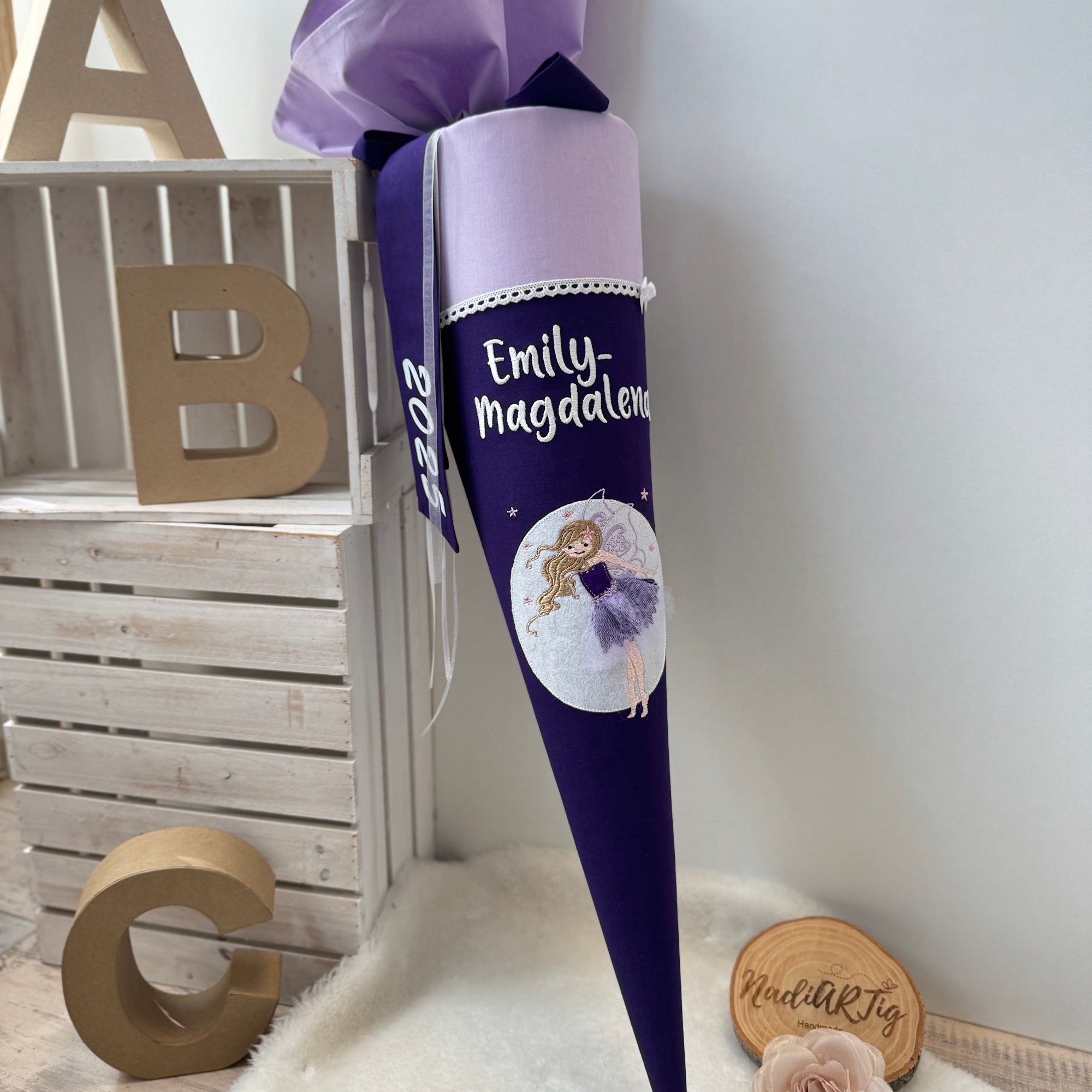 Schultüte kleine Fee in flieder/lila