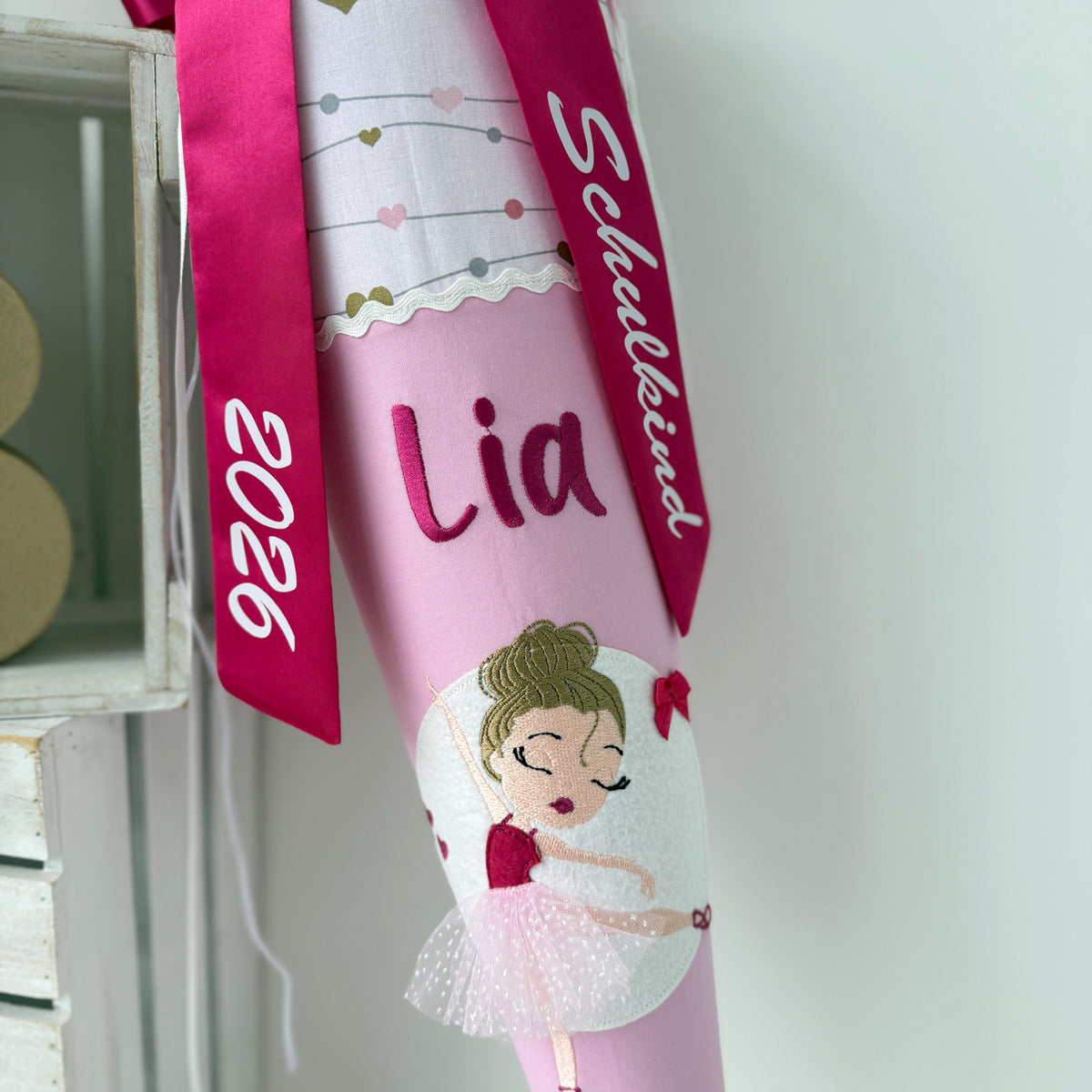 Schultüte mit tanzender Ballerina in pink