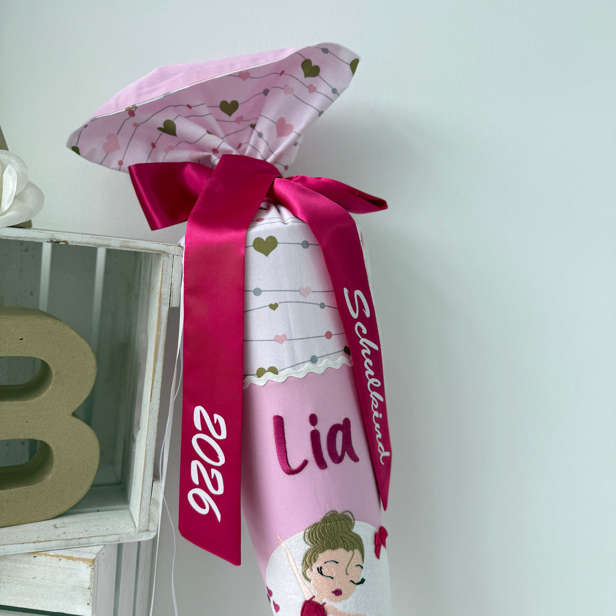 Schultüte mit tanzender Ballerina in pink