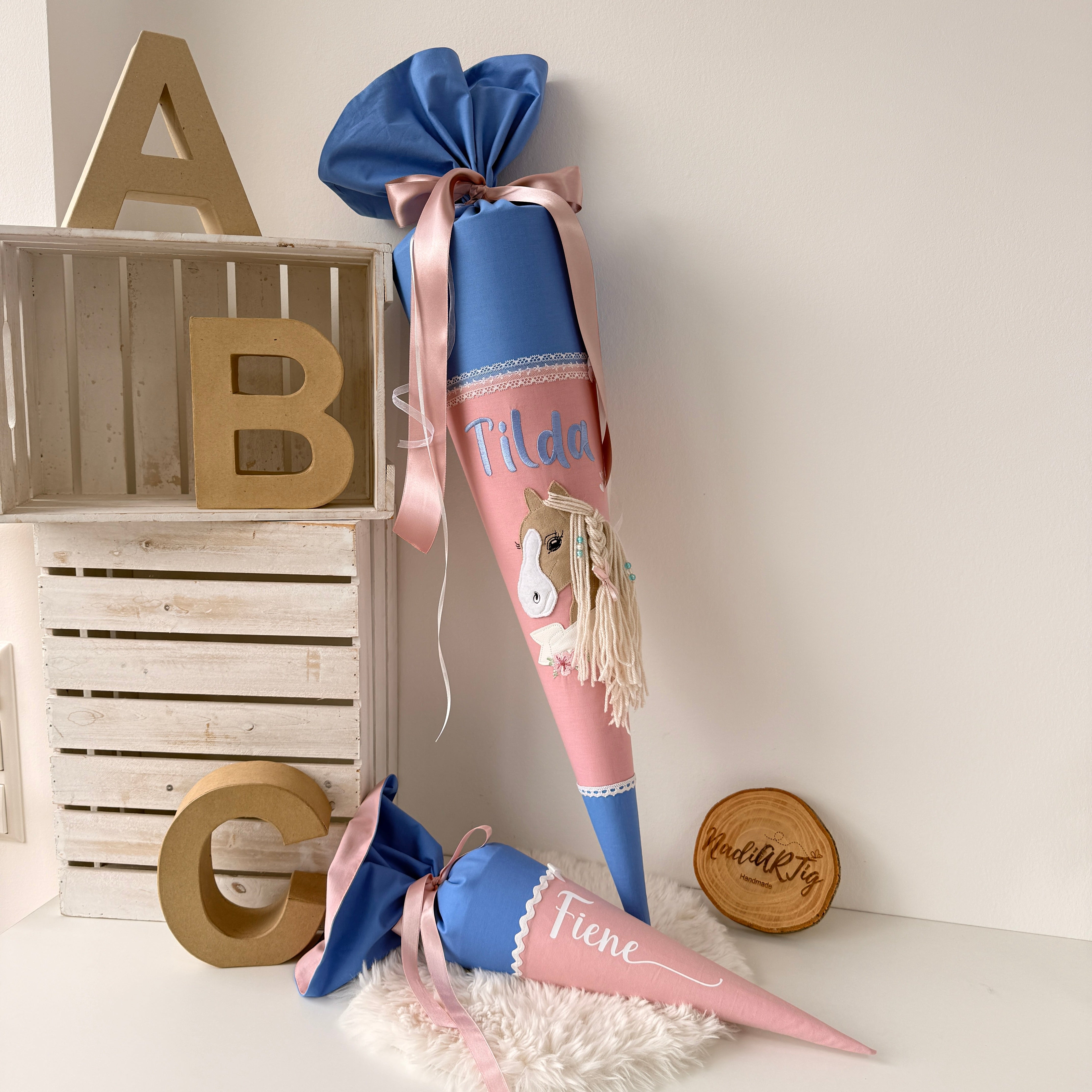 Geschwister-Schultüte in blau/puder