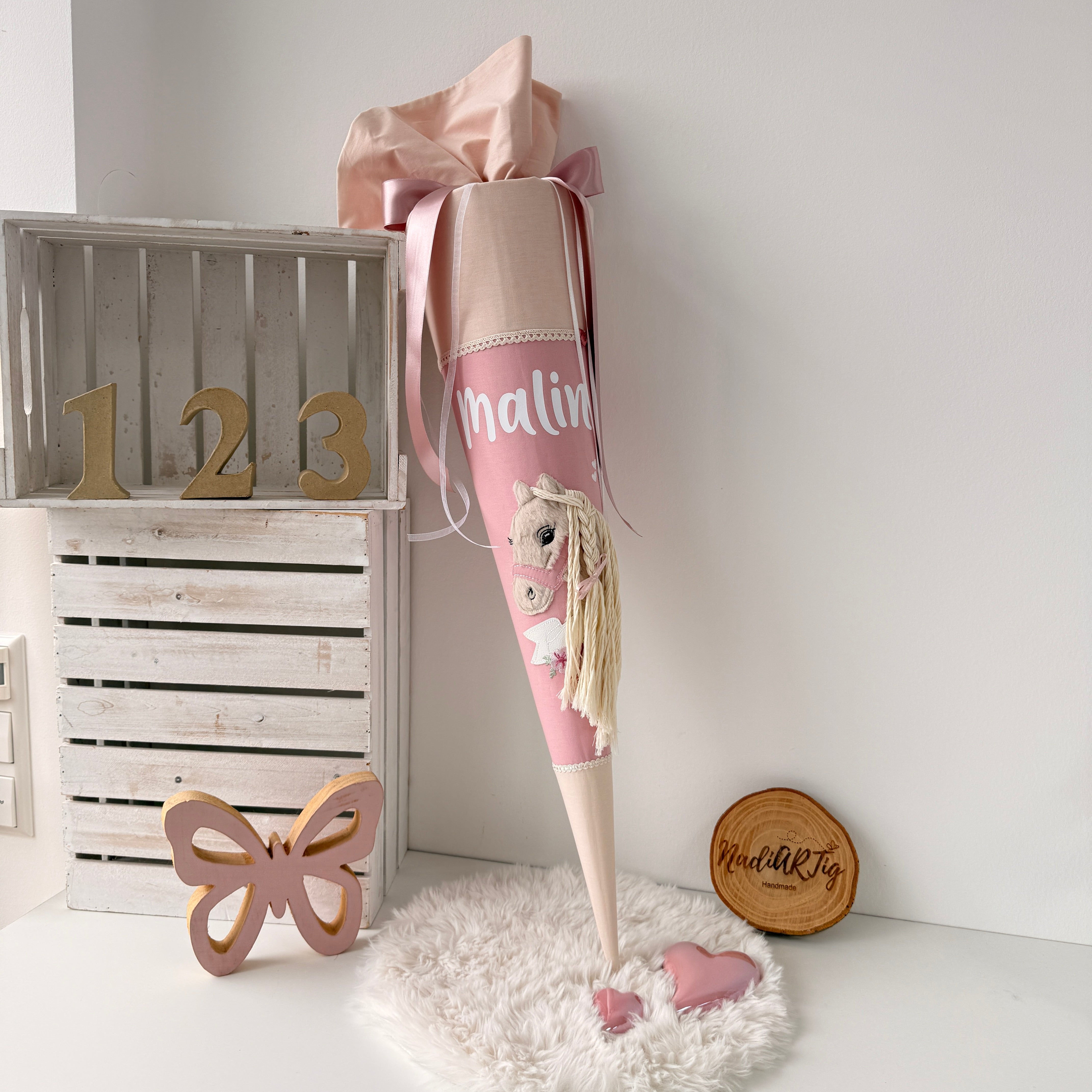 Schultüte Boho-Pony beige/puder