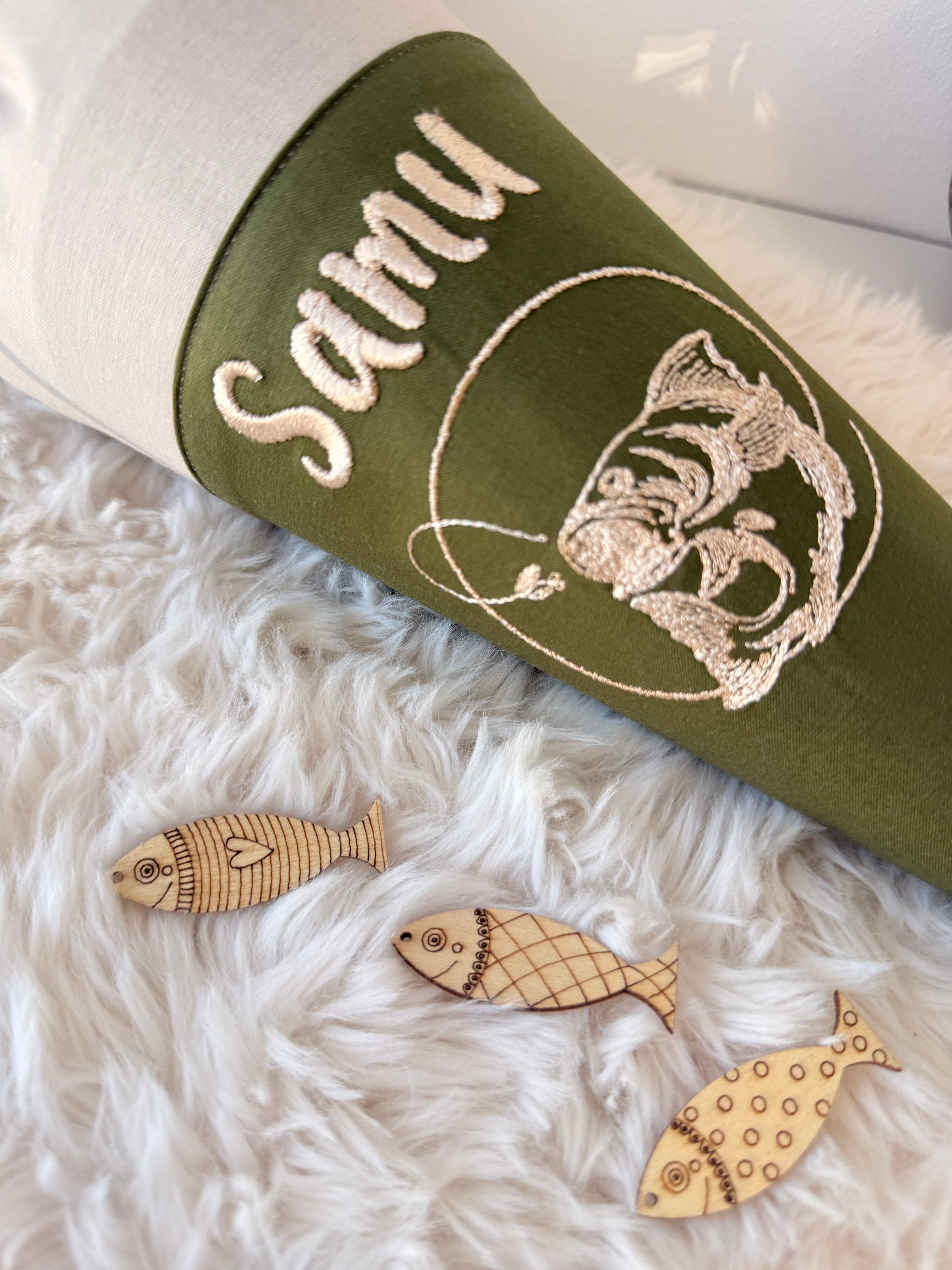 Kleine Angler Schultüte in sand/olivegrün