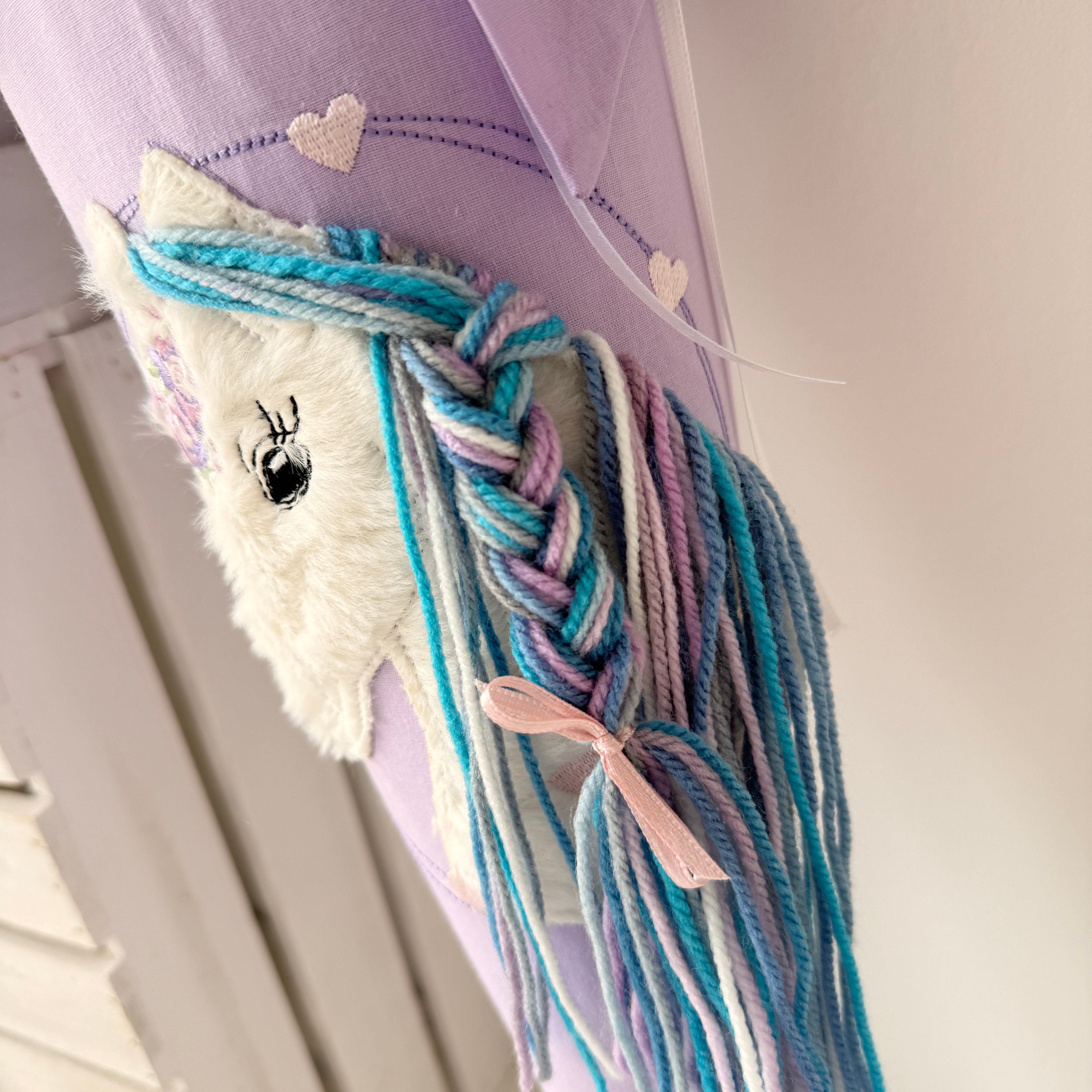 Schultüte Einhorn in dusty blue/flieder