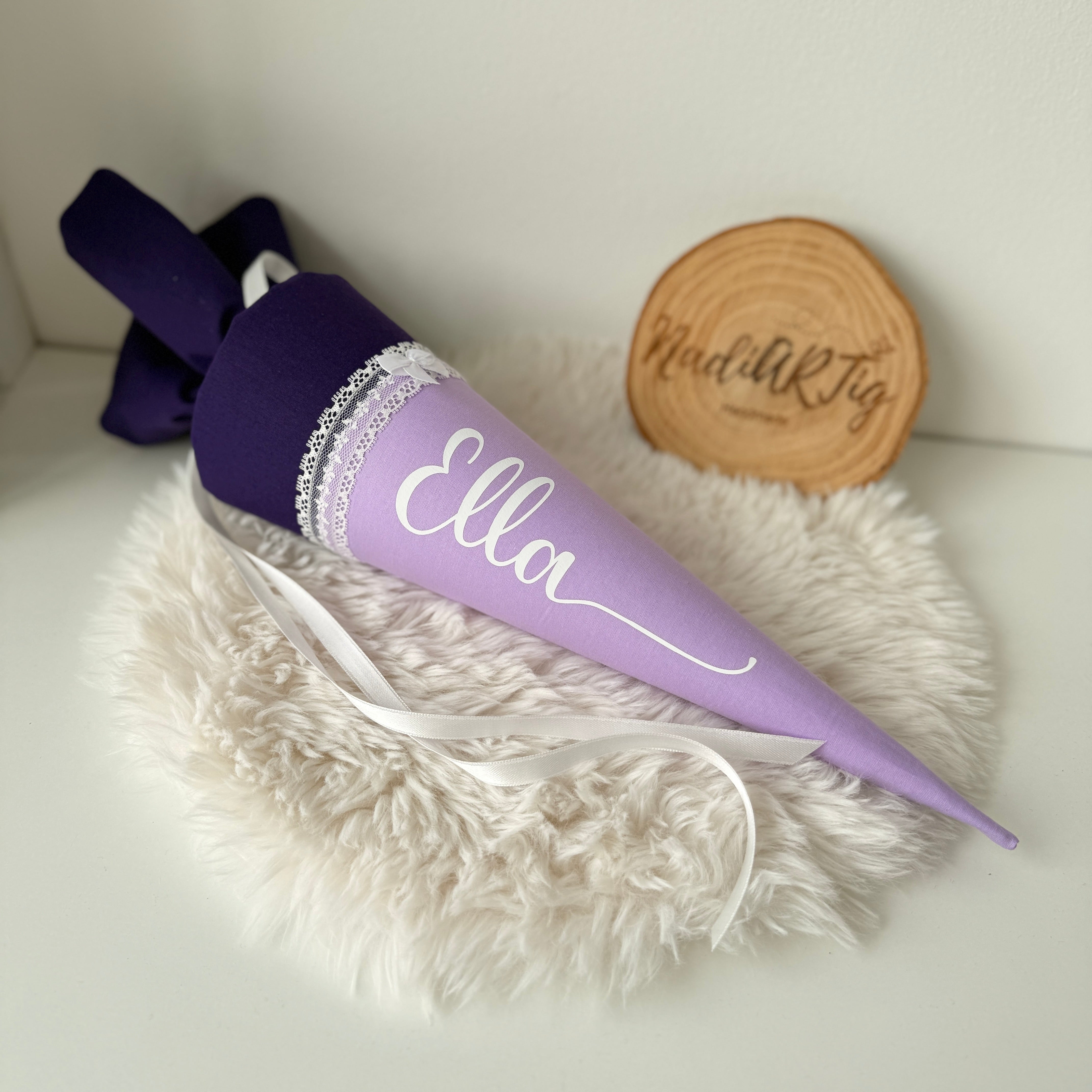 Geschwister-Schultüte mit Name lila/flieder