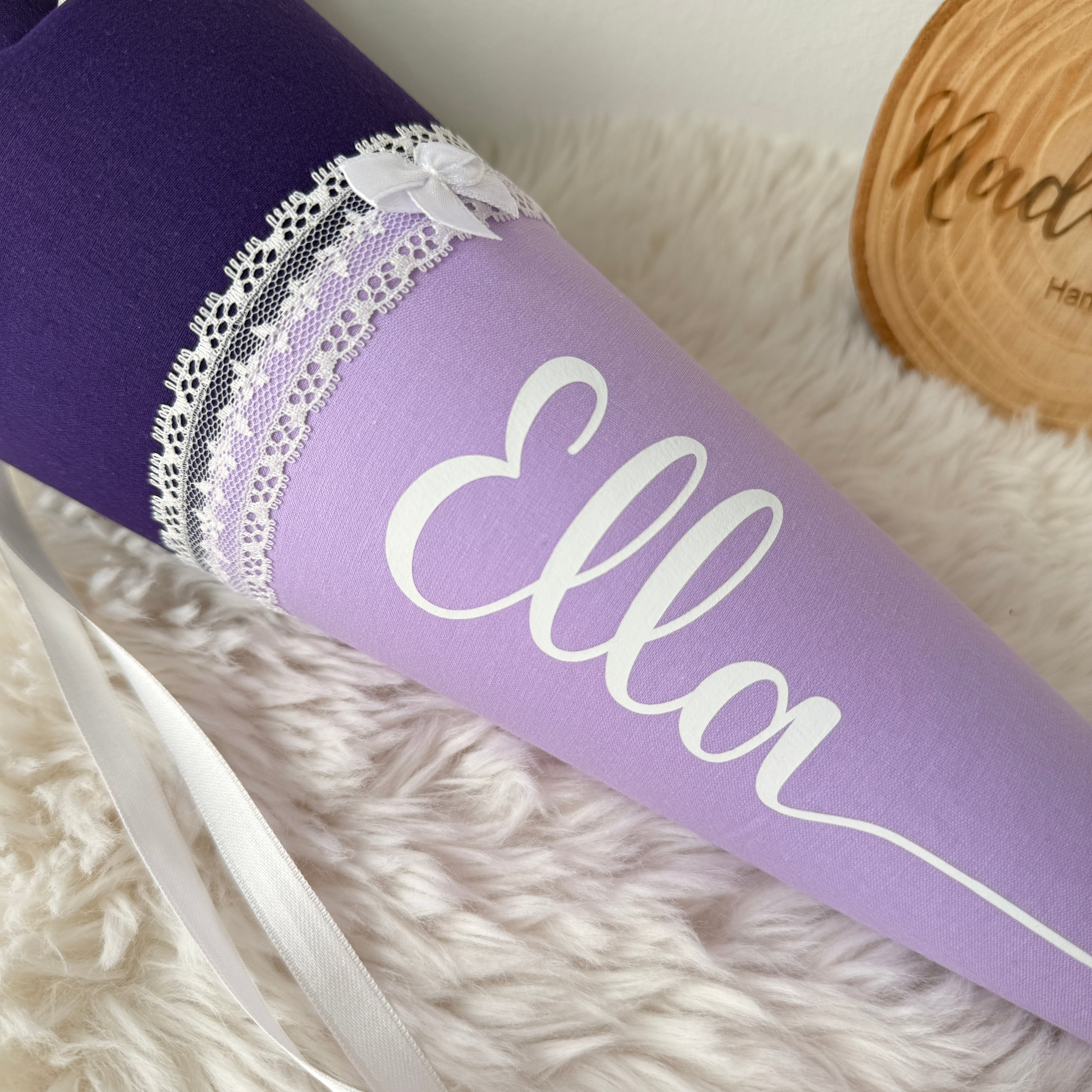 Geschwister-Schultüte mit Name lila/flieder
