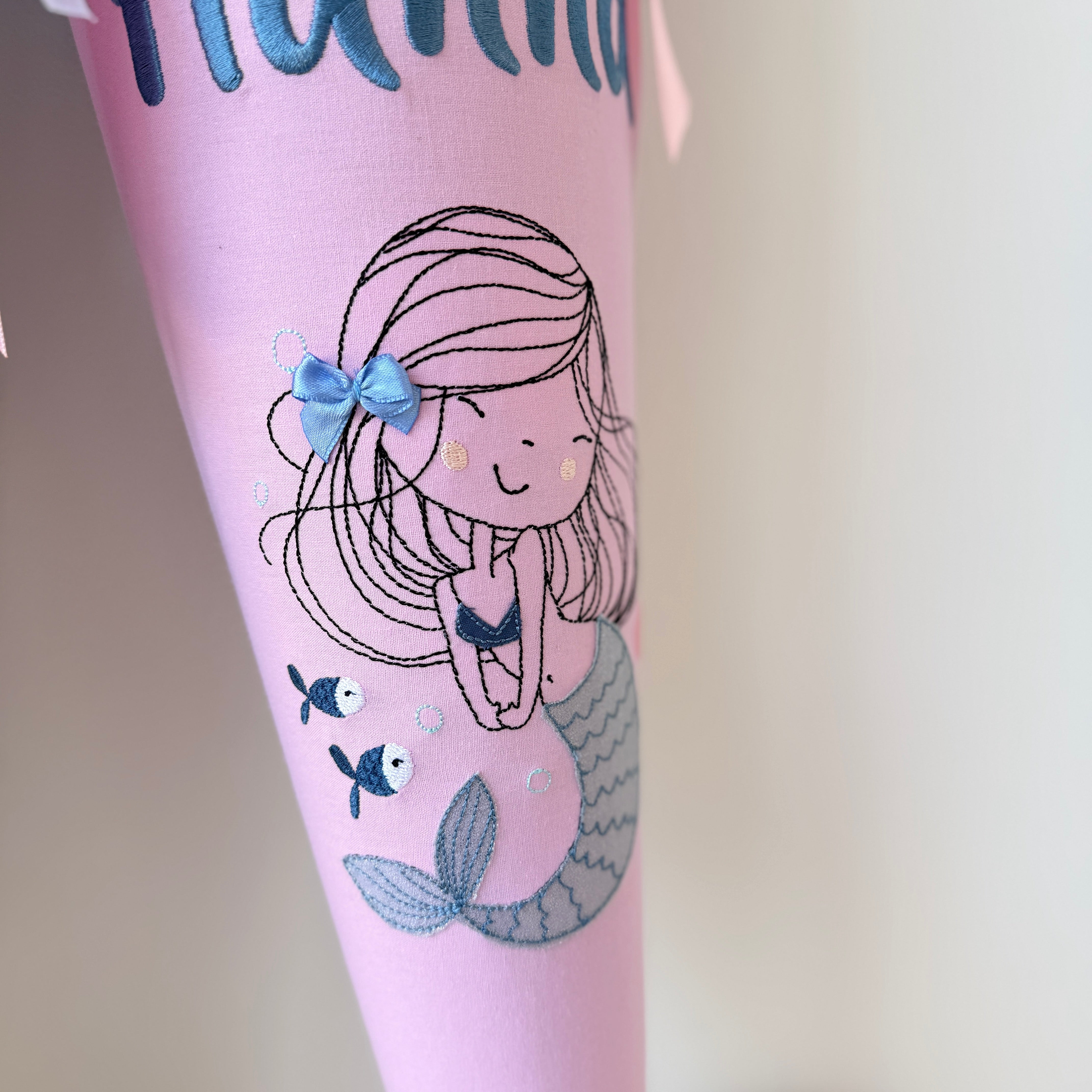 Schultüte mit Meerjungfrau in dusty blue & rosa