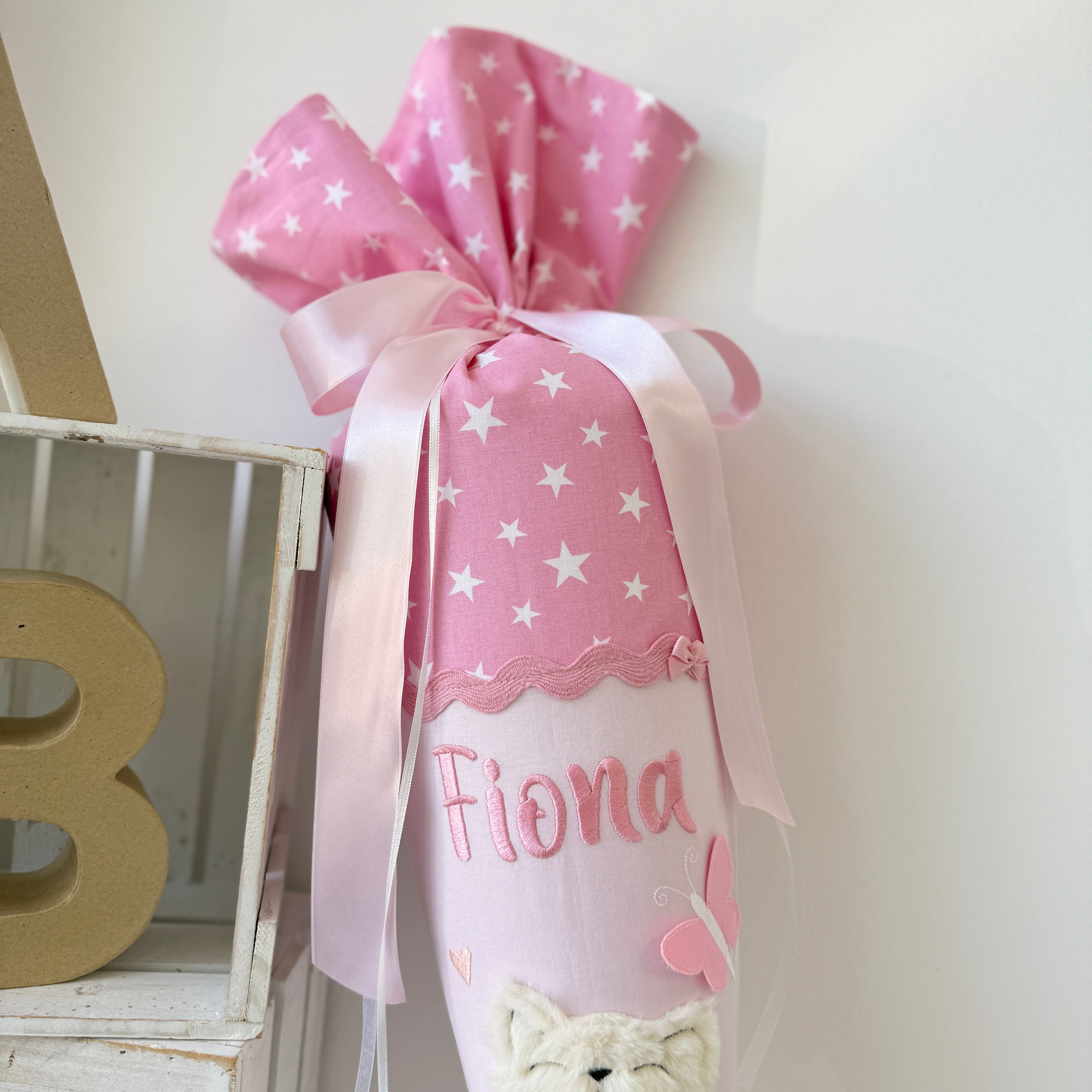 Schultüte Katze Rosa Sterne (Ergobag WolkenzauBär)