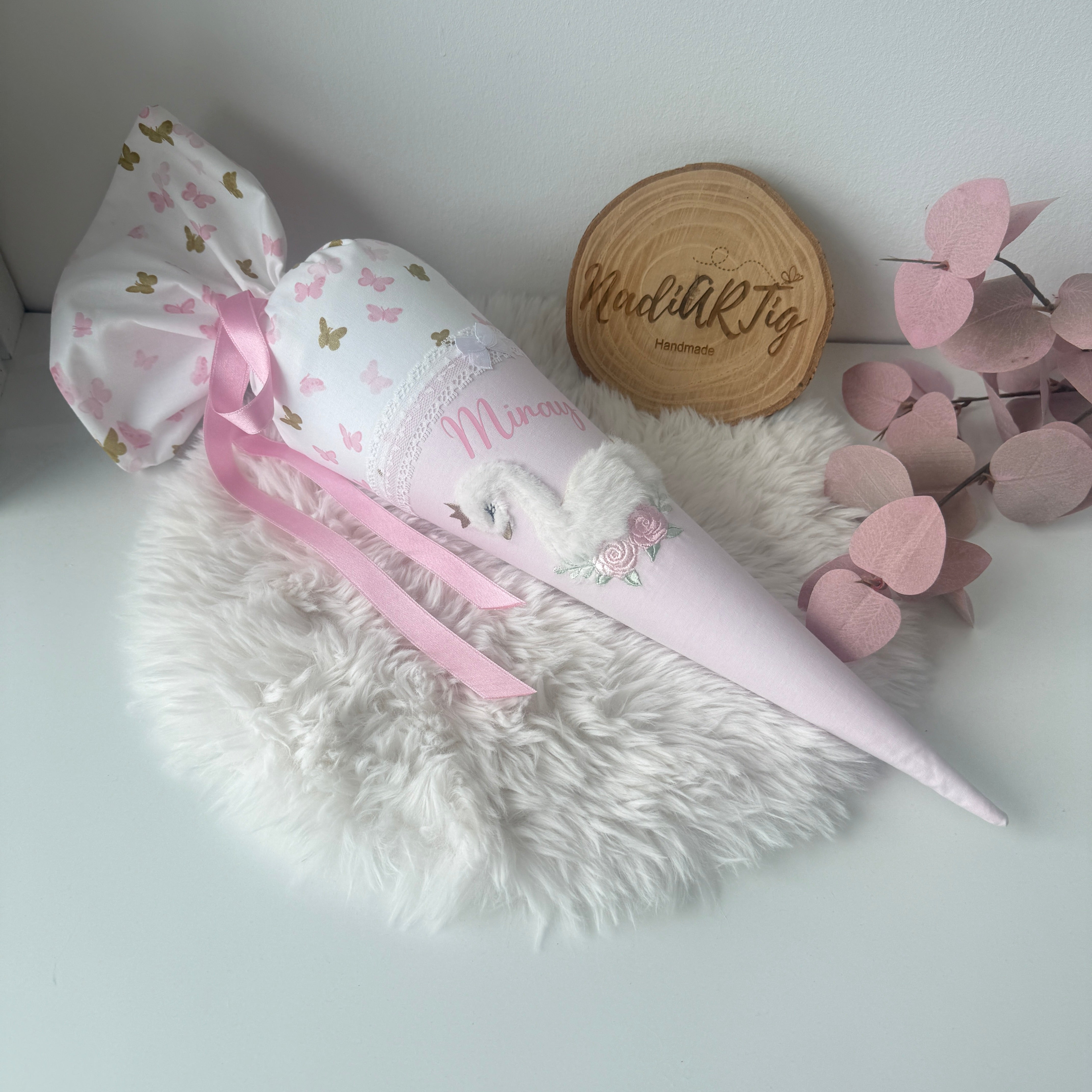 Kindergarten-Schultüte Schwan in rosé