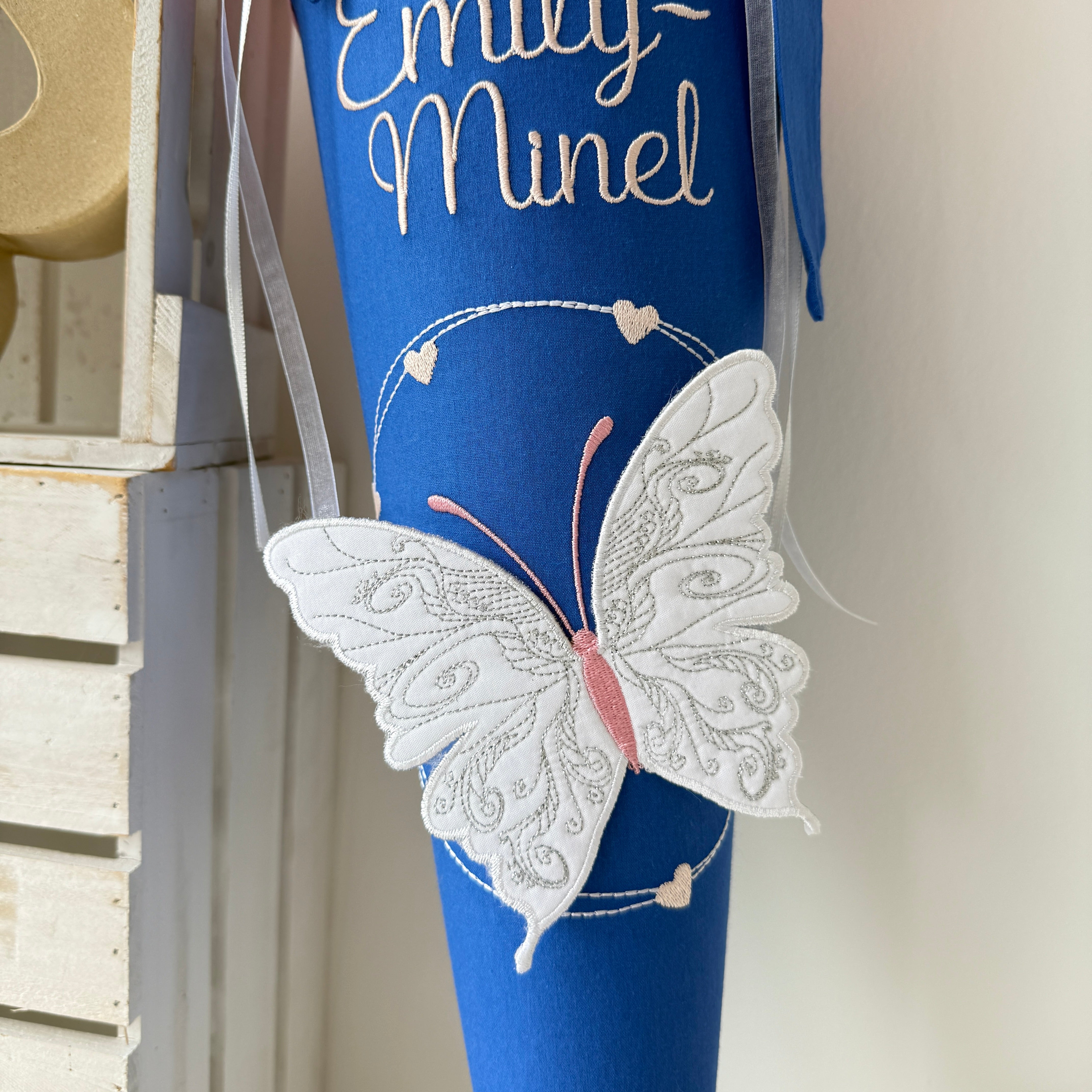 Schultüte 3D-Schmetterling in rosa/royalblau