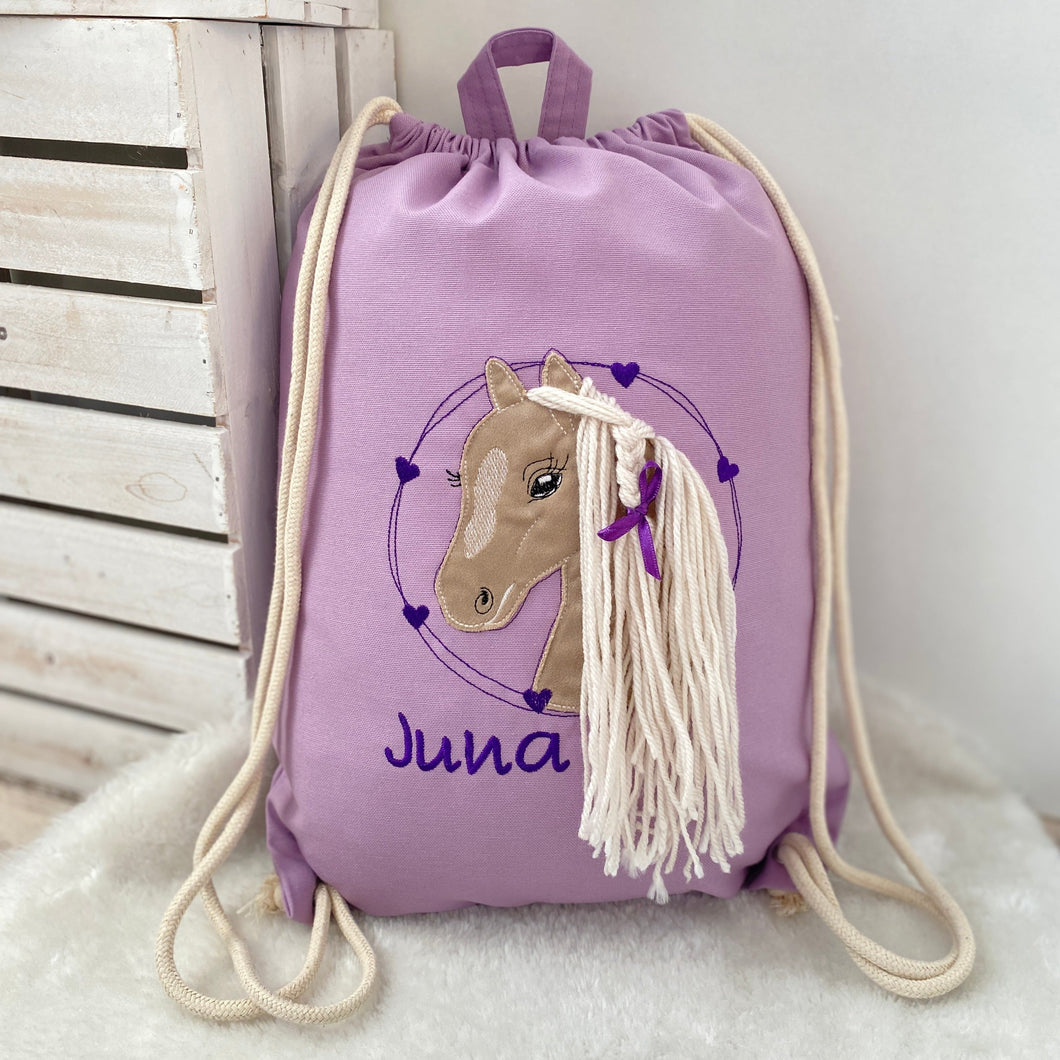 Mädchen Rucksack lila Pony