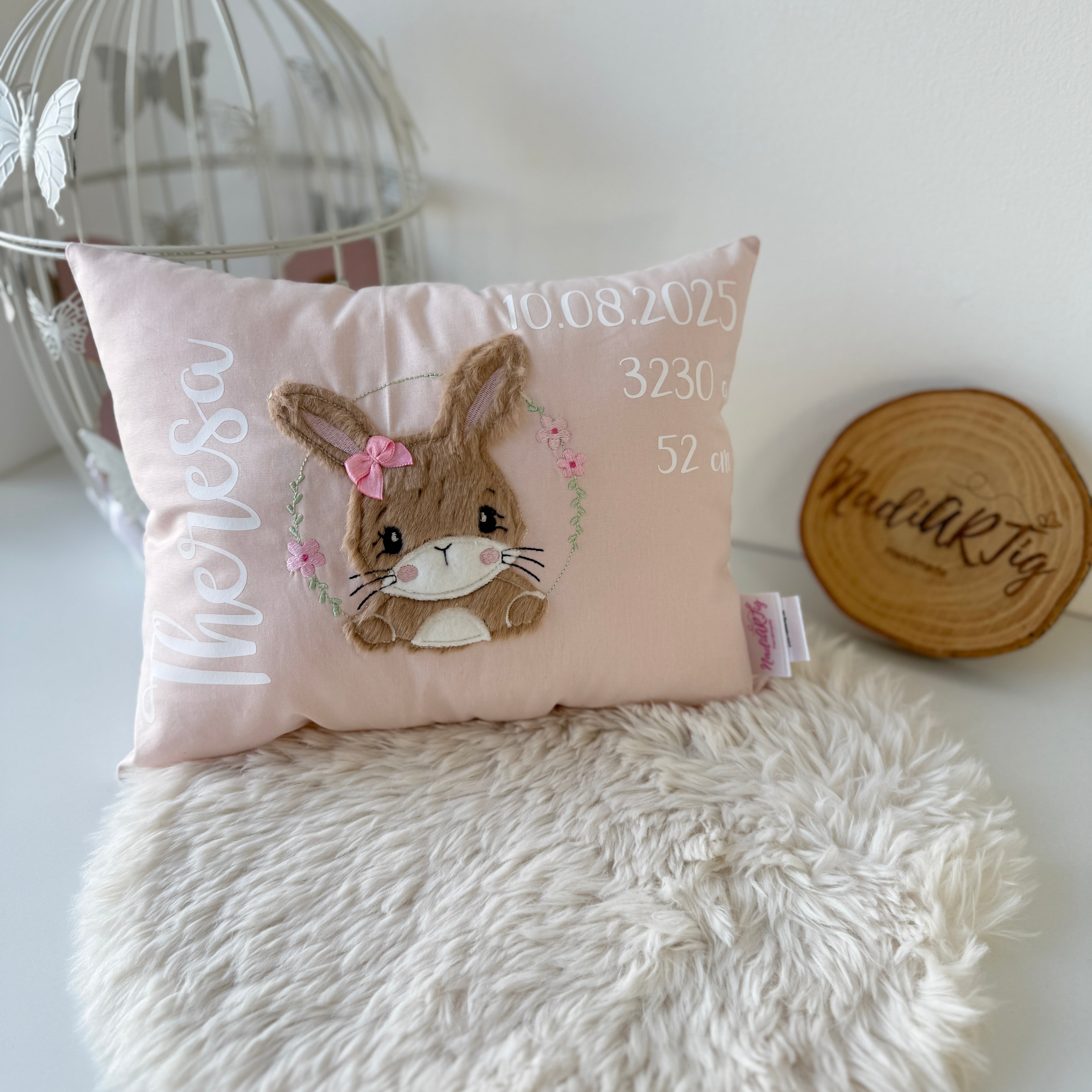 Kissen Hasenmädchen in Rosé