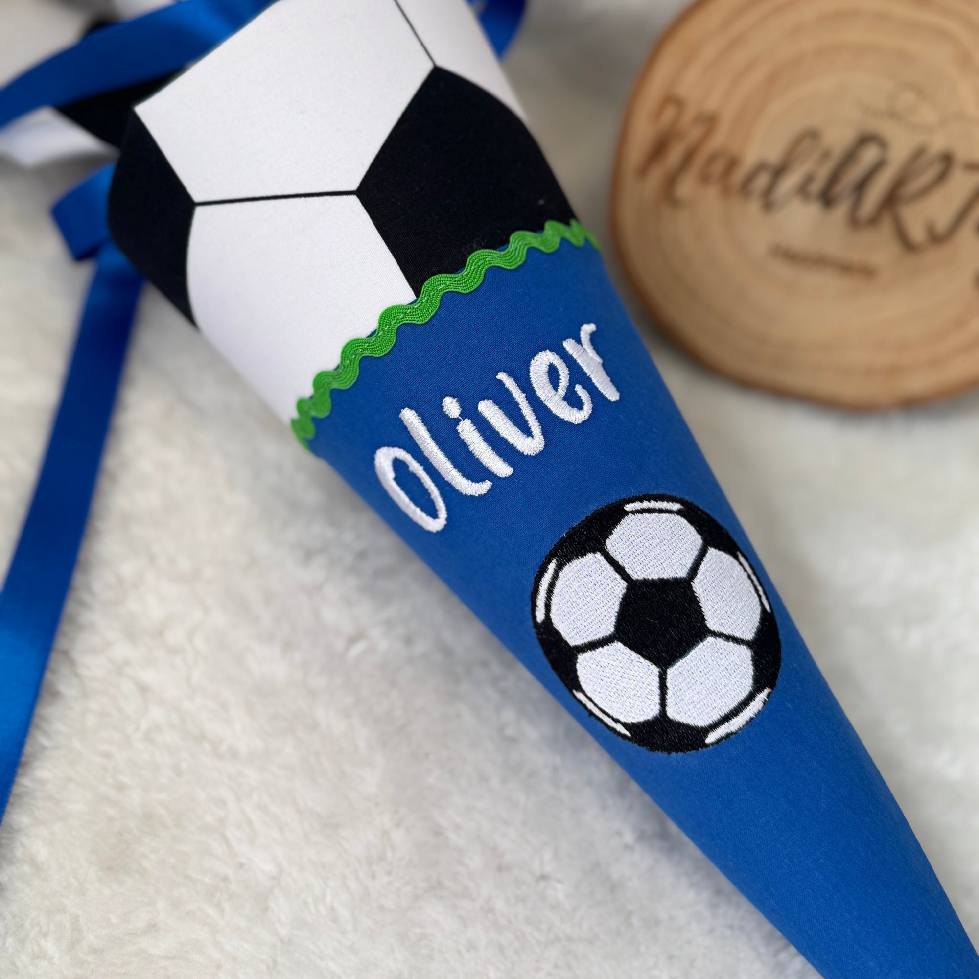 Geschwister-Schultüte Fußball in blau/grün