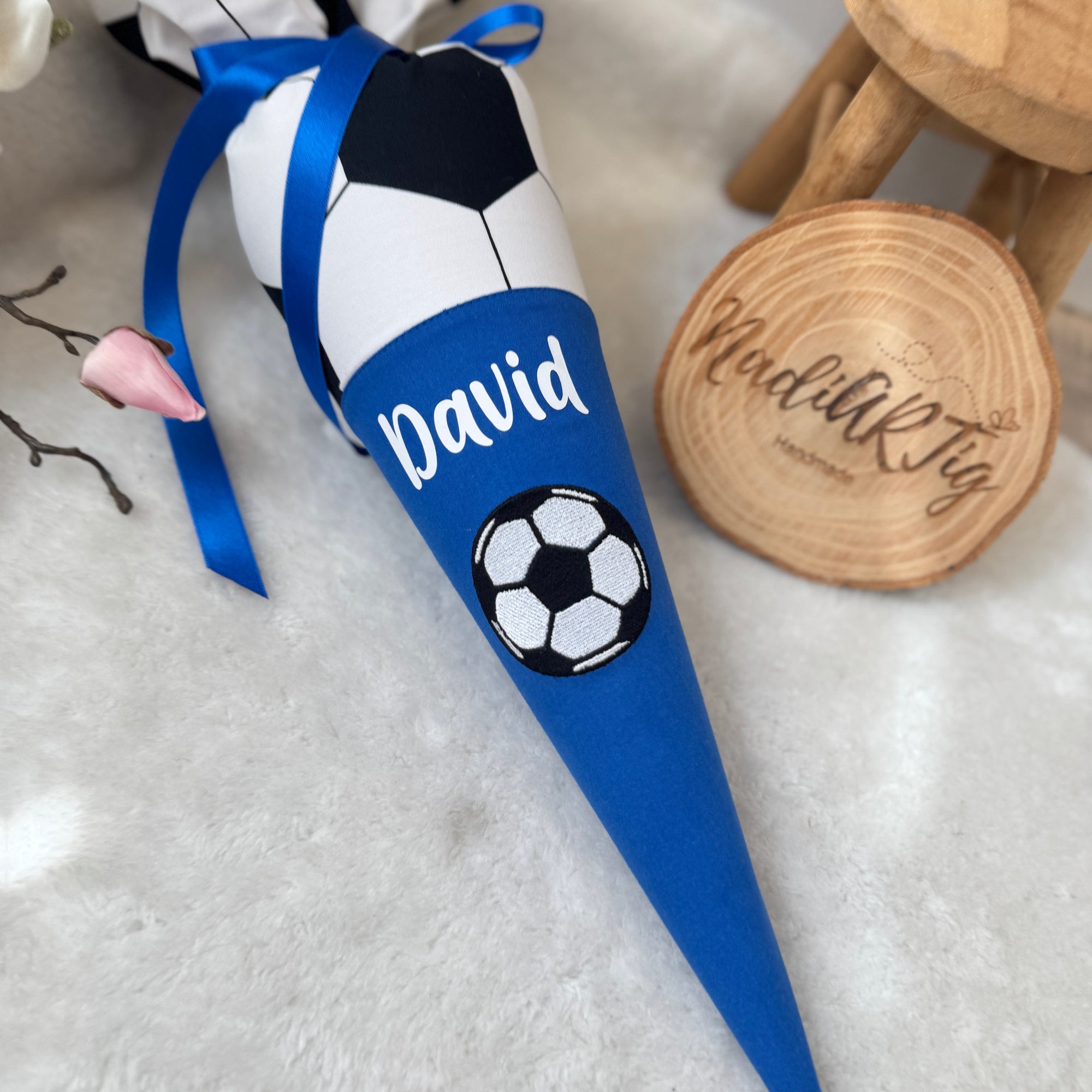 Geschwister-Schultüte Fußball in royalblau