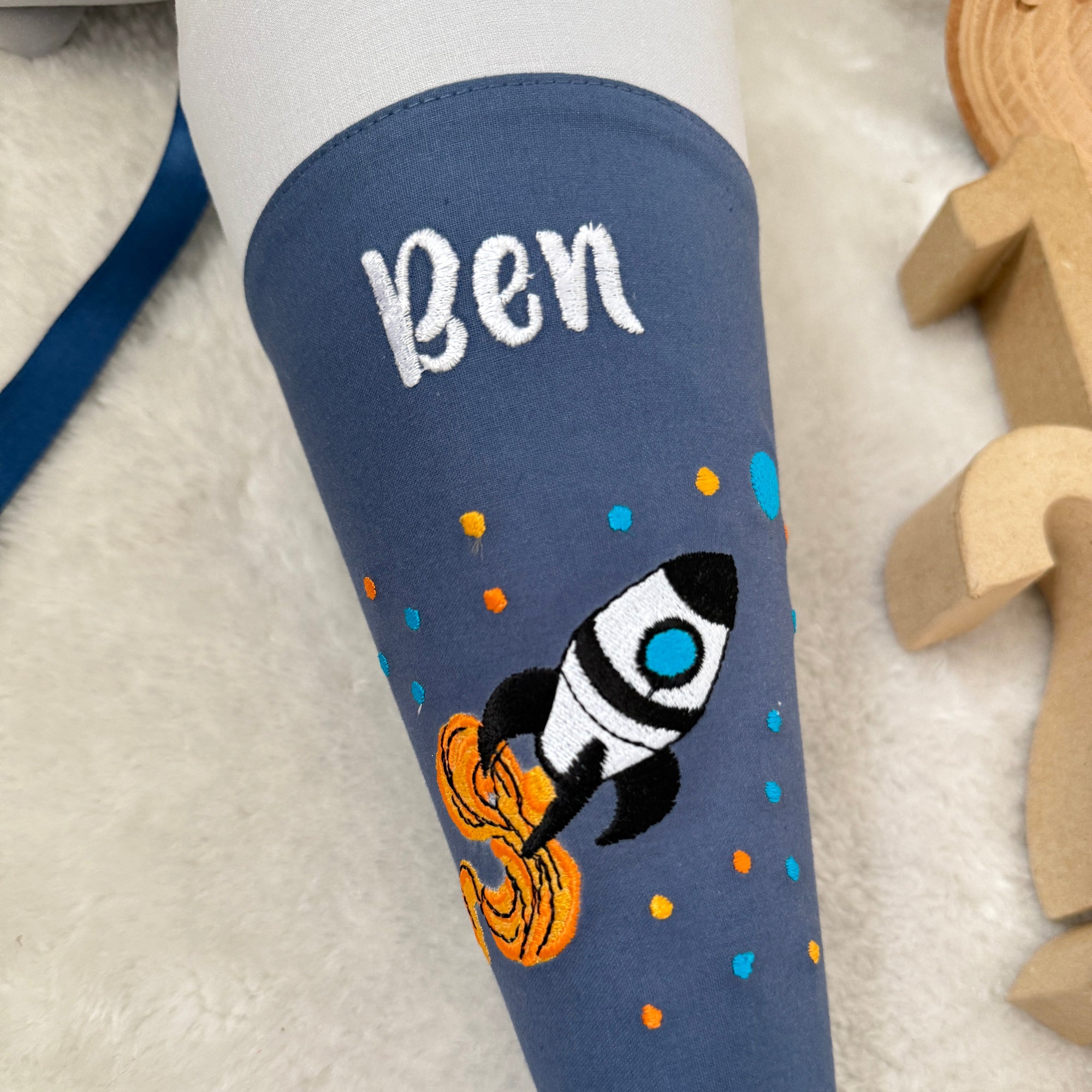 Geschwister-Schultüte RAKETE grau/dusty blue