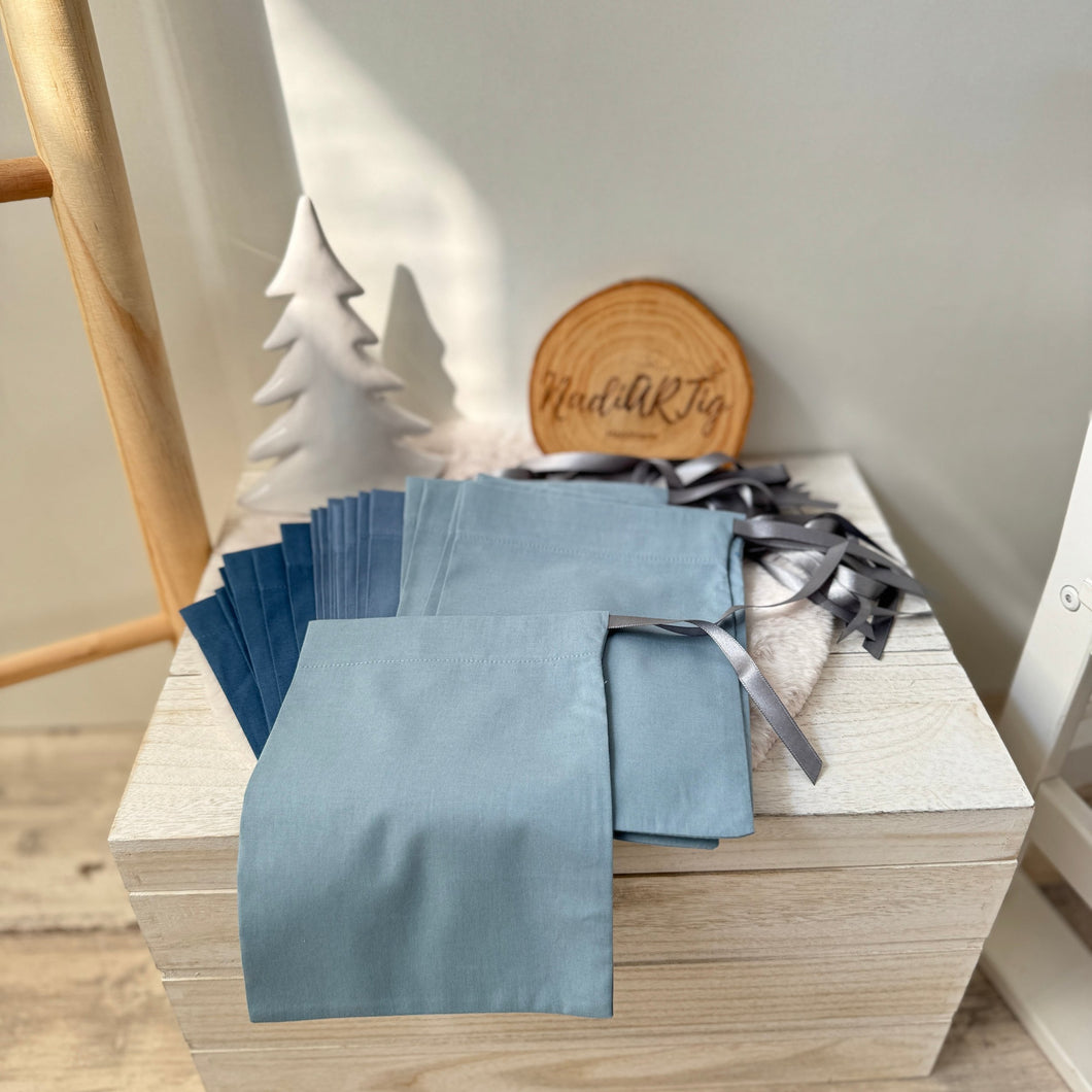 XL-Adventskalender Beutel / 24 Stoffsäckchen dusty blue