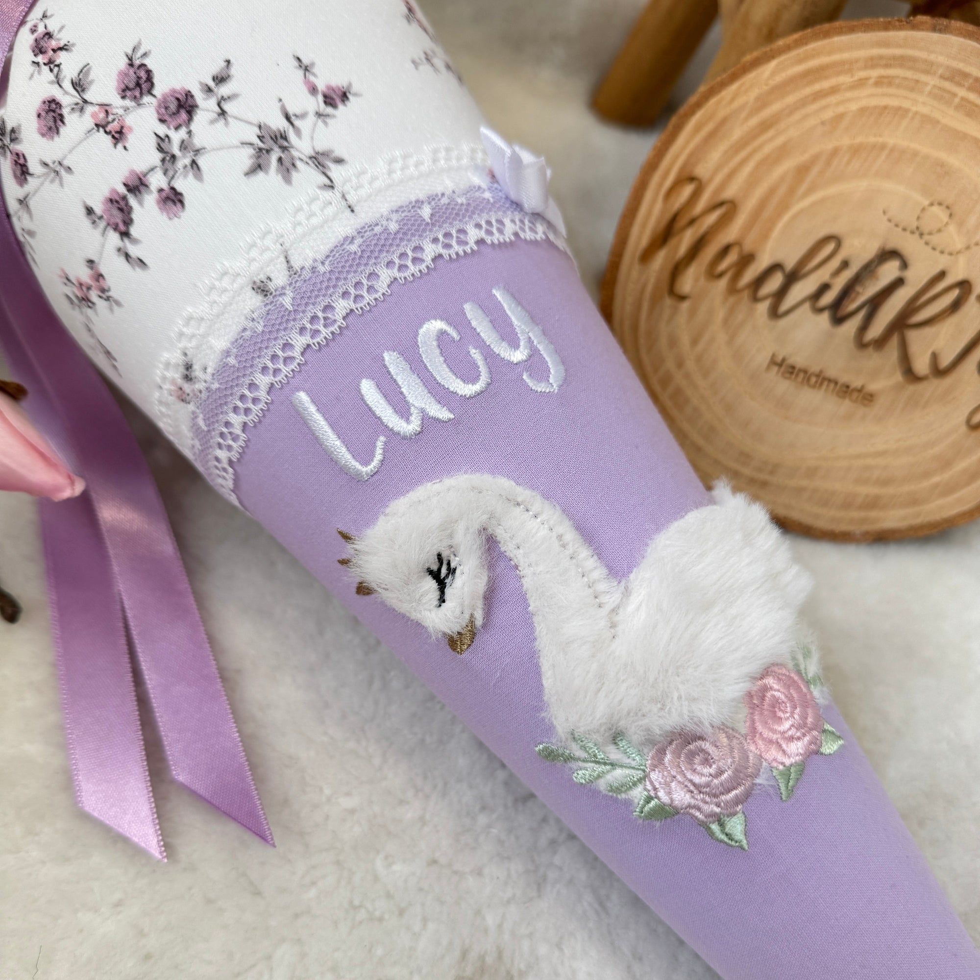 Kindergarten-Schultüte Schwan in flieder