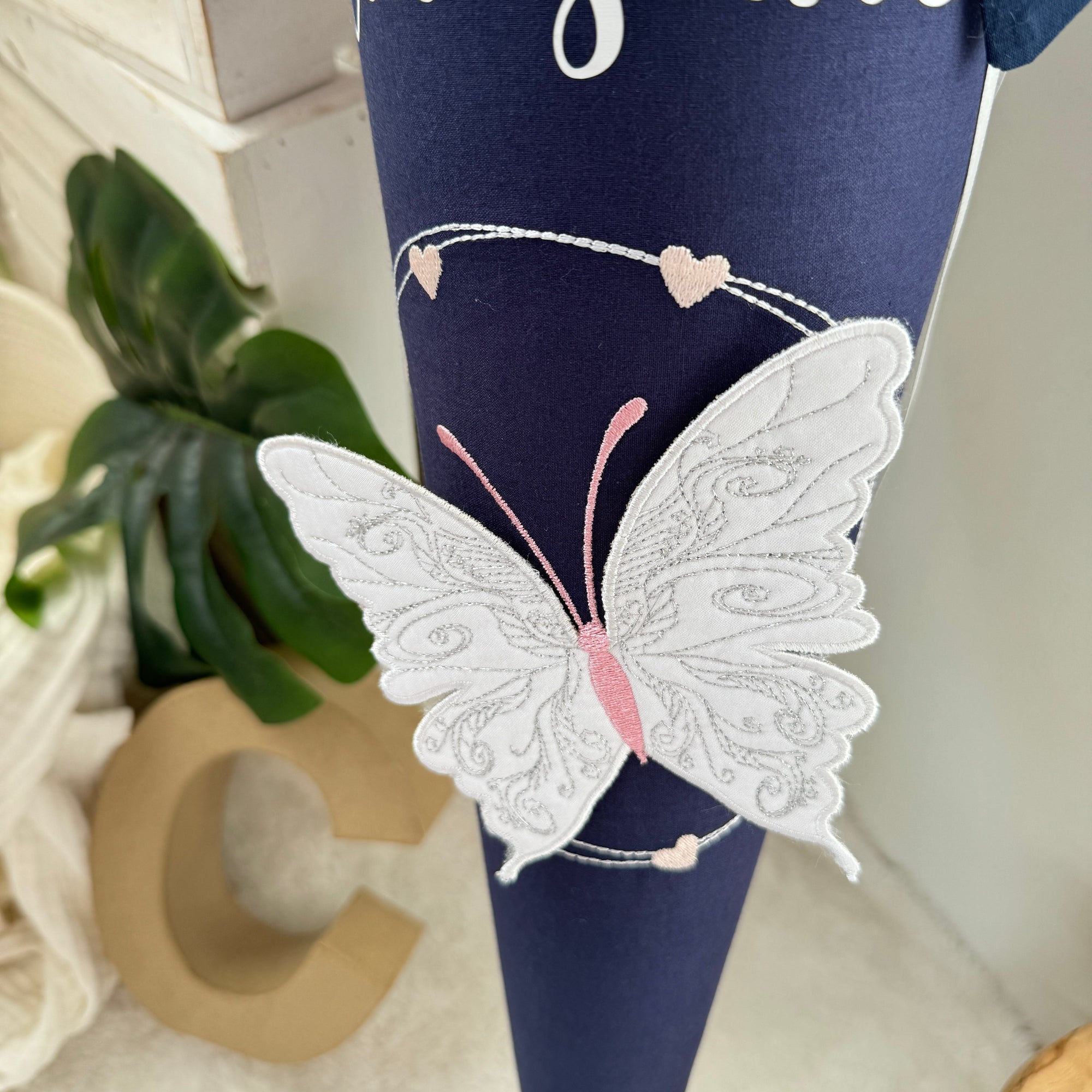 Schultüte 3D-Schmetterling rosa/dunkelblau