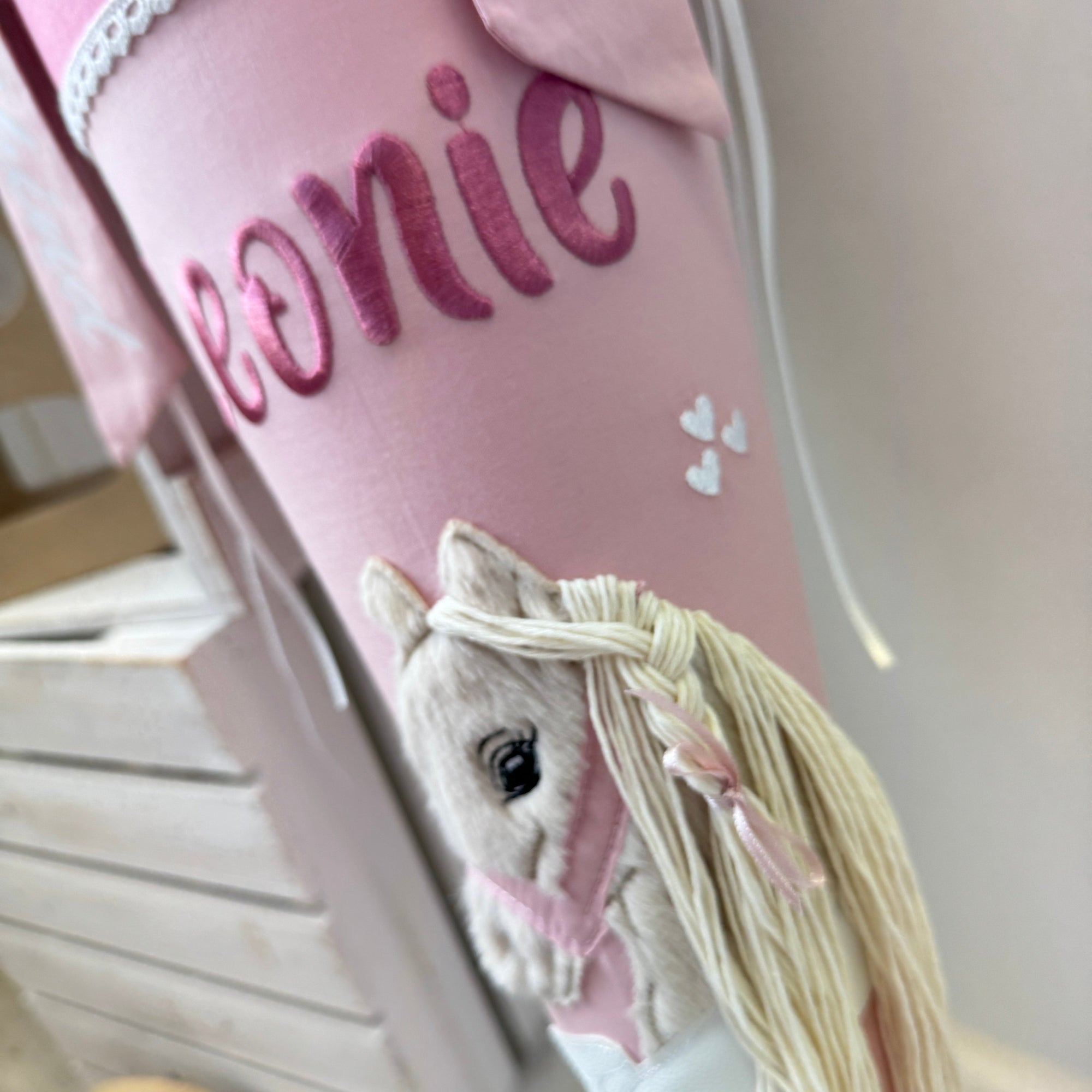 Schultüte Boho-Pony beige in altrosa/puder