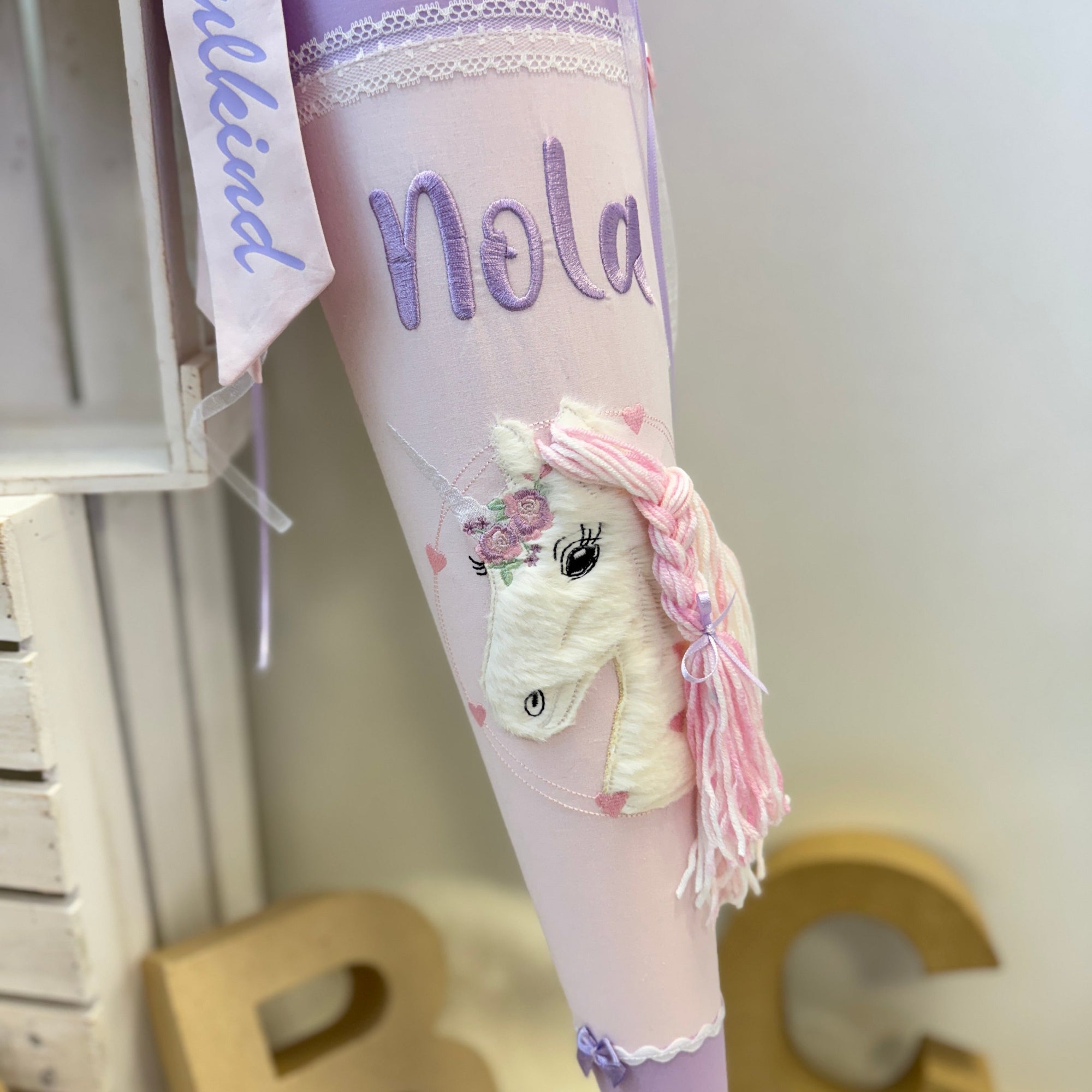Schultüte Einhorn in flieder/rosé - Blütenzaubär