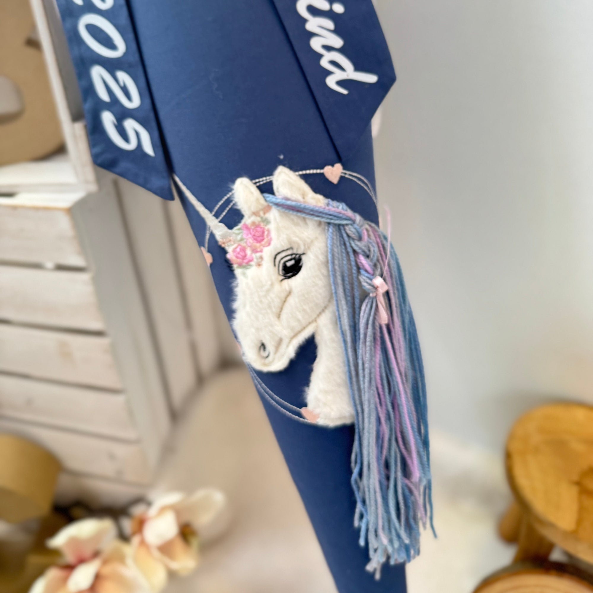 Schultuete Einhorn in flieder-dusty blue 