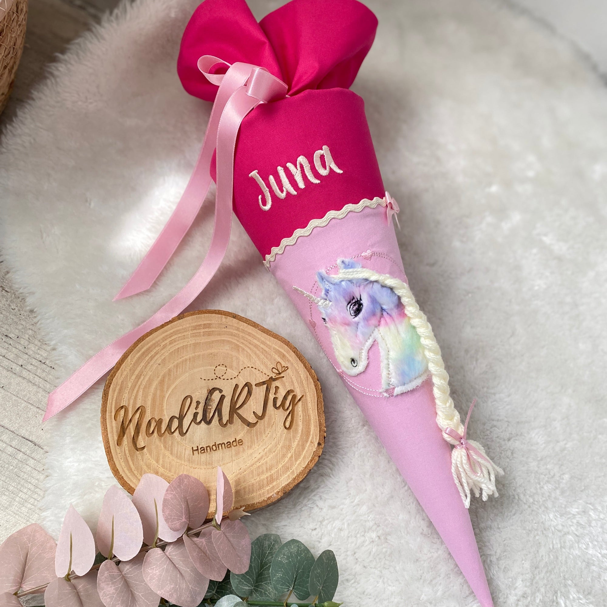 Schultuete buntes Einhorn in pink-rosa