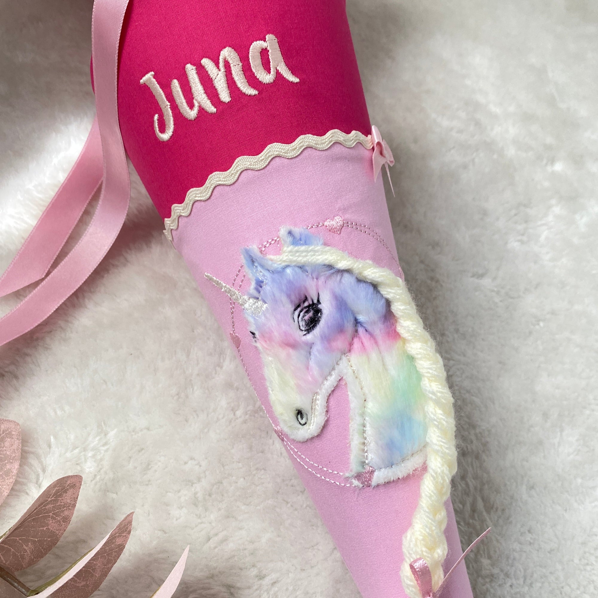 Schultuete buntes Einhorn in pink-rosa